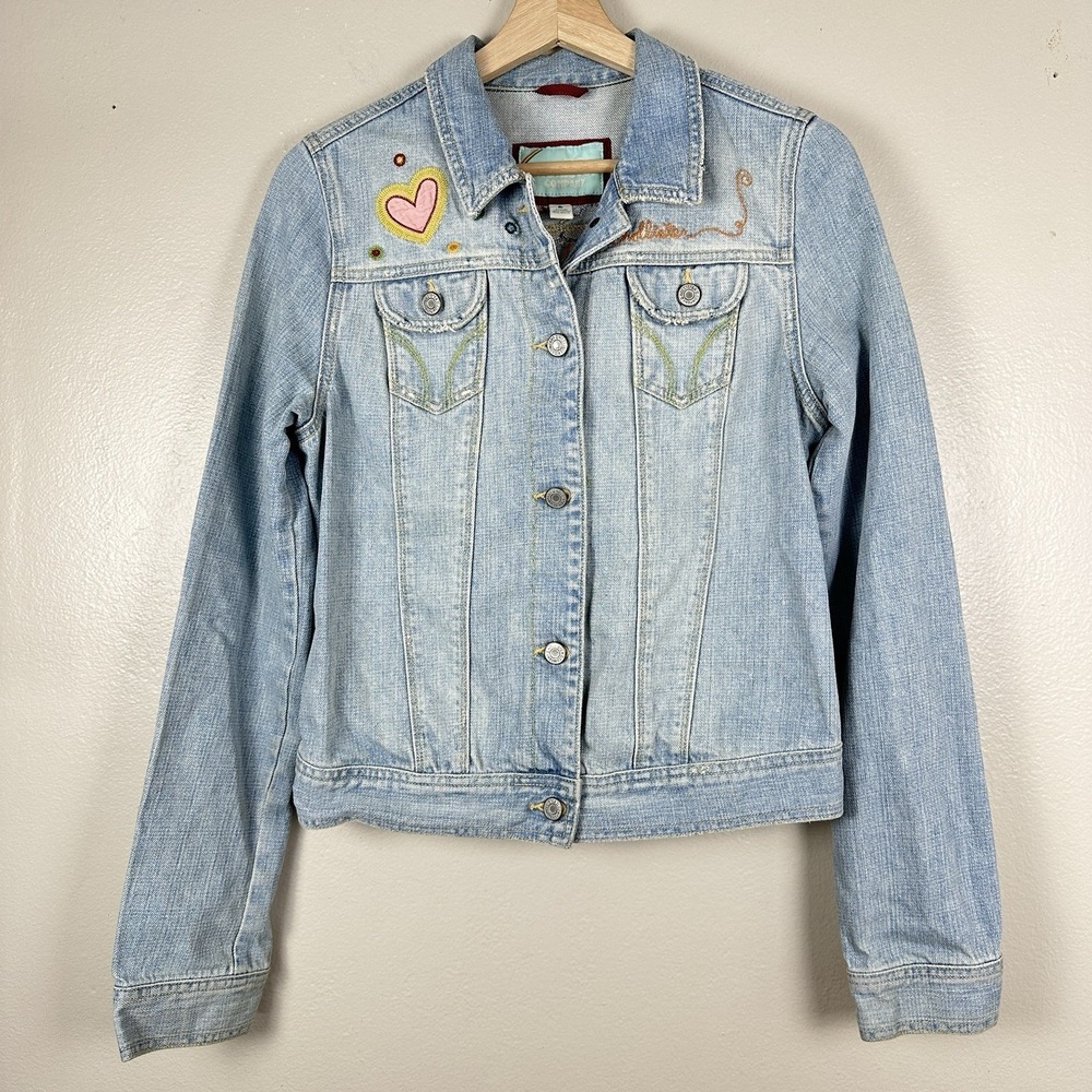 Hollister Junior's L California Denim Jean Jacket Vintage 90s Y2k Hippie NEW